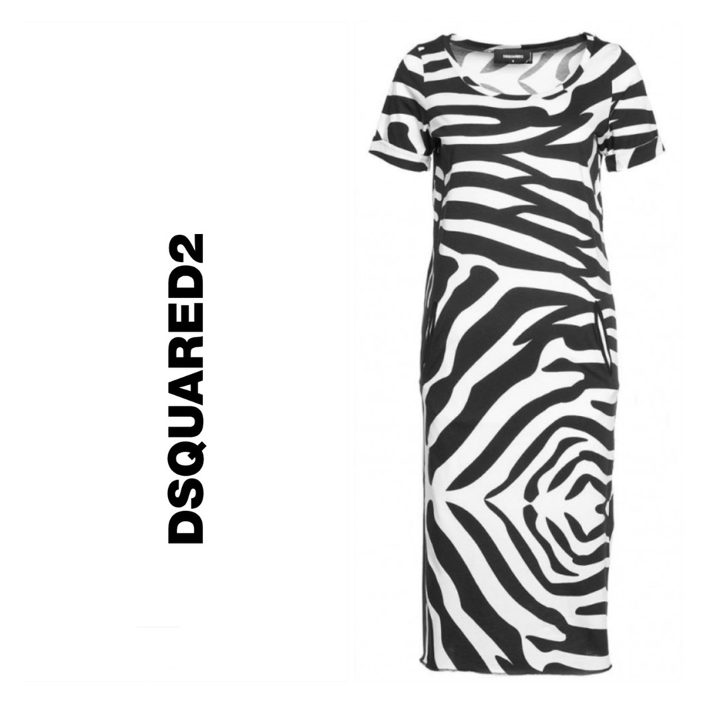 DSQUARED2 Zebra Print Dress, Made In Italy, XS
